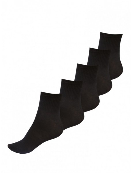 5 PACK vyšších členkových ponožiek čiernych