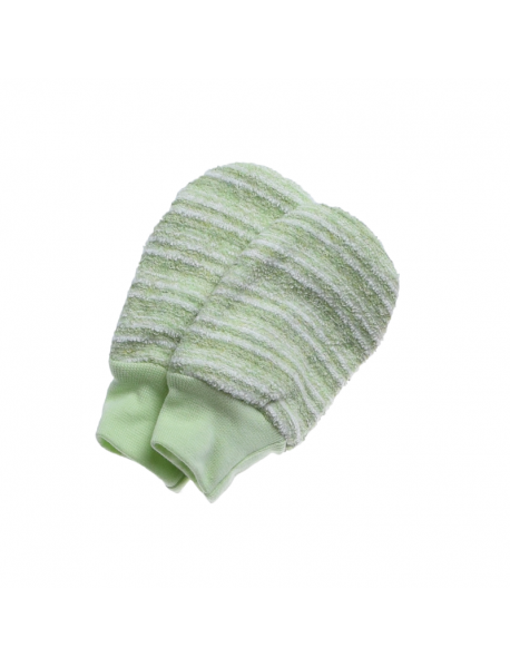 Kojenecké rukavičky - froté (zelený pásik)